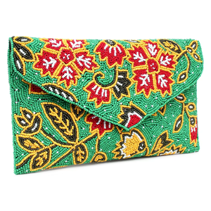 Sac à main SAMI HANDICRAFTS en perles de rocaille bleues et blanches rayées, style preppy, fermeture à rabat, mini sac à main pour femme, toutes saisons - Product Image 5