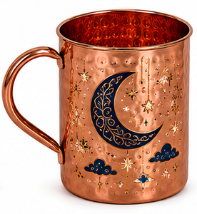Taza de Cobre Martillada a Mano con Diseño de Velero en Esmalte |   Taza Náutica para Moscow Mule |   Vajilla de Cobre con Temática Oceánica para Regalo - Product Image 4