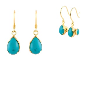 ต่างหูแบบห้อยอัญมณีสีเขียวและสีเงินสเตอร์ลิง925จำนวนมากชุบทองสำหรับผู้หญิงและเด็กผู้หญิง - Product Image 1