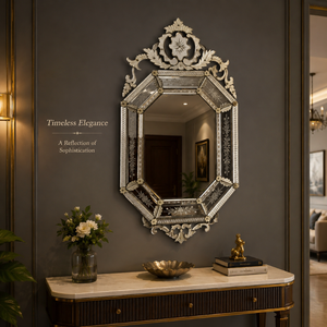 Miroir mural décoratif classique de luxe de style baroque vénitien avec cadre sculpté orné |   Miroir en verre vintage pour la décoration intérieure - Product Image 5