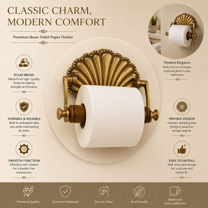 Luxury Brass Toilet <b>Paper</b> Holder with <b>Wooden</b> Bar <b>Wall</b> Mounted Vintage Tissue Roll Holder Decorative Bathroom Hardware Accessory - Product Image 5