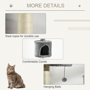 Centro de Actividades para Gatos de 4 Niveles y 85.5 Pulgadas, Ajustable de Piso a Techo, con Rascador, Juguete y Condominio para Gatos - Product Image 5