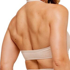 Top Deportivo Halterneck para Mujer con Logotipo Personalizado, Color Blanco Coco, Tejido Adaptable, Nylon y Spandex, Sin Costuras, Soporte Ligero, para Yoga y Ejercicio - Product Image 6