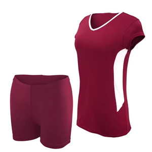 <b>Women's</b> Breathable Volleyball Uniform <b>Set</b> Sleeveless Top With Shorts Sublimation Print Polyester Material Orange And Gray Design - Product Image 4
