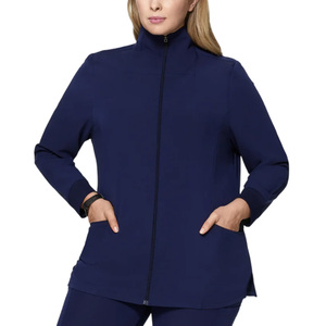 Chaqueta Médica Azul Marino para Mujer, con Cierre Completo, Tejida en Poliéster, con Detección de Agujas y Bolsillos - Product Image 1