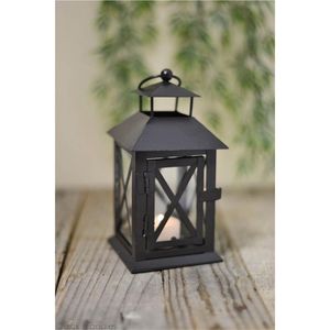 Vintage Black Metal <b>Candle</b> <b>Lantern</b> Glass Tea Light Holder Hanging Decorative <b>Lanterns</b> for Wedding Centerpiece Home Garden Decor - Product Image 1