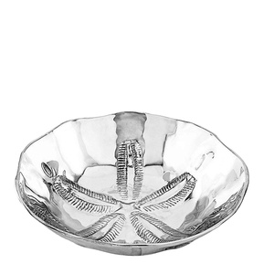 Elegante cuenco de aluminio para servir con patrón de hojas en relieve, Ideal para comedor, centro de mesa, decoración del hogar y propósito de regalo - Product Image 1