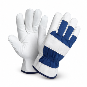 Gants de travail en cuir de qualité supérieure, texture lisse, antidérapants, avec poignet élastique, gants de sécurité en cuir à usage général - Product Image 3