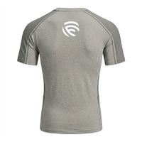 Flair Heren Korte Mouw Compressie T-Shirt Grijs O-hals Gebreid Polyester Snel Droogend Sportief Slim Fit