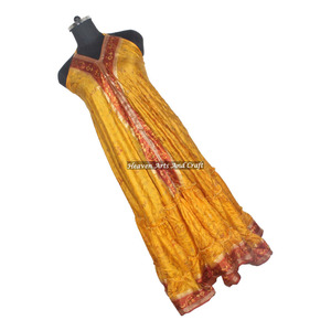 Nuevo Vestido Túnica Informal de Diseñador Auténtico Estilo Hippie Bohemio, Vestido de Seda Sari, Vestido de Noche Elegante para Mujer, Vestido de Noche sin Mangas - Product Image 1