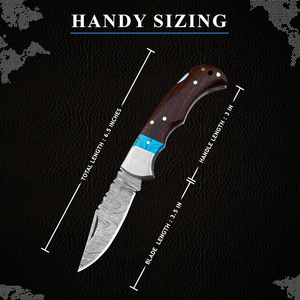 Beautiful Custom Handmade Damascus Steel Folding Knife 1 Blade <b>Drop</b> Point Ram Horn Handle High Durability DIY Grade - Product Image 4