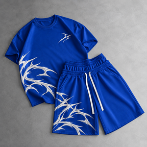 Lightning Embroidered Shirt <b>And</b> <b>Shorts</b> <b>Sets</b> Casual Apparel Summer Clothing Two Piece Coordinated <b>Tops</b> Weekend Looks Holiday Wear - Product Image 3