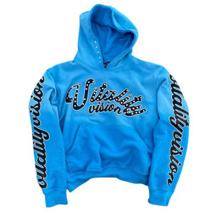Sudadera con Capucha Azul con Logotipo Personalizado, Unisex, Talla Grande, Informal, Diseño con Bolsillo de Felpa Francesa, Corte Regular, Estilo Otoñal - Product Image 1