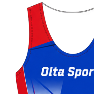 Maillot de compétition de rowing bleu roi et rouge pour homme, sans manches, uniforme de performance, singlet de course, personnalisable, vente en gros pour équipes sportives - Product Image 4