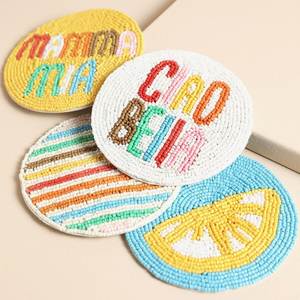 Flower Shaped Handmade Glass Seed Beaded <b>Drink</b> <b>Coaster</b> Set Contemporary Table Protection Mats <b>For</b> Homes Restaurants And Hotels - Product Image 3