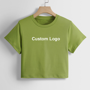 Women's Breathable Regular T-Shirts <b>Raglan</b> Sleeves Custom Logo Contrast Short Sleeve Crop <b>Tops</b> Solid Print Jersey Loose Summer - Product Image 2