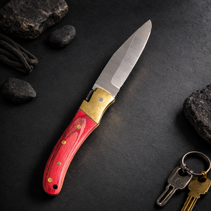 Navaja de bolsillo personalizada hecha a mano de acero inoxidable con mango de madera, mini navaja plegable para llavero, herramienta EDC para camping, 4 en 1, venta al por mayor a granel - Product Image 5