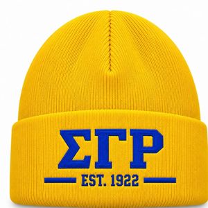 Gorro Negro para Mujer Sigma Gamma Rho, Letras Griegas Bordadas Personalizadas, Gorro de Invierno Cálido de Punto con Puño, Gorro de Moda para Hermandad - Product Image 1