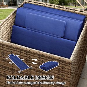 Set di due cuscini pieghevoli per sedie a sdraio blu scuro, cuscini e imbottiture per esterni (solo cuscino) - Product Image 4