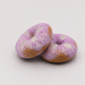 Educational Felt <b>Wool</b> Donut Purple Polka Dot Handcrafted Toy for Children's Interactive Play - Product Image 2