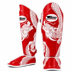 Nuevas Espinilleras Gemelas de Estilo Moderno, Color Rosa, Cuero Genuino, Impresión Digital Dragón Blanco, para Muay Thai, MMA, Competición, Ligeras - Product Image 3