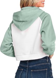 Casual Wear Slim Fit Winter Printed <b>Stand</b> Collar Front Logo Quick Dry Fashionable Pullover Women Crop Top Hoodie - Product Image 6
