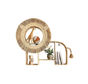 Lion Elephant Rattan <b>wall</b>-<b>mounted</b> <b>shelf</b> for kids Woven Floating Storage Rack Boho Nursery <b>Wall</b> Decor Storage Display <b>Shelf</b> Pack - Product Image 2
