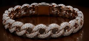 Rose Gold <b>Silver</b> Plated Unisex 925 <b>Silver</b> Hip Hop Iced Out Cuban Link <b>Bracelet</b> Moissanite <b>Bangle</b> Rhinestone Inlaid - Product Image 5