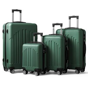 FCH Retro Green Curved Vertical Stripe 4-in-1 Trolley Suitcase Durable and Stylish Travel Case - Product Image 1