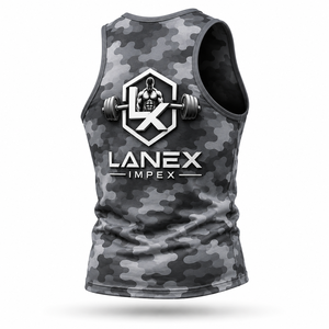 Custom Men Gray Camo Gym Tank Top Sublimation Fitness Stringer Vest Bodybuilding Sleeveless Workout Training Sportswear Apparel - Product Image 3