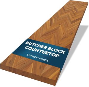 Thien Phat Solid Acacia Wood Chevron Butcher Block Countertop Oil Finish Grade BC 25x96inches Made Vietnam Durable Moisture - Product Image 4