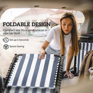 2 Sillas Plegables Azules y Blancas Tipo Chaise Longue para Piscina y Playa con Respaldo Reclinable en 4 Posiciones, Asiento de Malla Transpirable y Bungee - Product Image 6