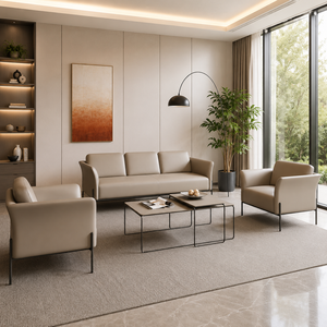 INTELLIGENTIA <b>WOODS</b> Modern Minimalist Leather <b>Sofa</b> Set 1+3 Seater with Solid <b>Wood</b> <b>Frame</b> & High Density Foam for Living Room Home - Product Image 3