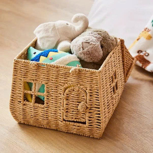 กล่องเก็บของทรงบ้านทำมือจากหวายใหม่เอี่ยม สำหรับของเล่น หนังสือ เสื้อผ้าเด็ก ห้องเด็กอ่อน และห้องเด็กเล่น - Product Image 2