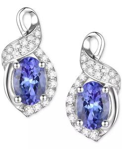 Tanzanite (3/4 ct. T. w.) & Zaffiro bianco coltivato in laboratorio (1/6 ct. T. w.) Orecchini ovali a spirale in argento Sterling | Macacy's - Product Image 3