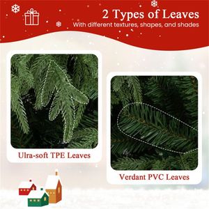 7ft Pre-Lit Christmas <b>Tree</b> with 400 Warm White LEDs Dual Layer TPE/PVC Design 1217 <b>Branch</b> Tips Green Color - Product Image 5