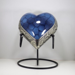 Urnas de cremación de latón de corazón para adultos de nubes azules de alta calidad para cenizas humanas, urna de ceniza de latón a prueba de arañazos, urna de corazón para adultos para cenizas - Product Image 6