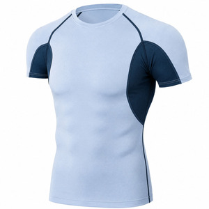 2026 Latest Compression Shirt Eco Friendly Mens Gym Fitness Spandex/Nylon UPF50+ Short Sleeve Quick Dry Breathable <b>Athletic</b> - Product Image 2