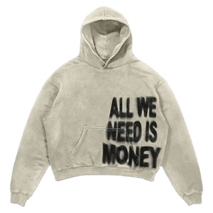 Sudadera con capucha para hombre, de manga larga, 100% algodón no tejido, 450g, sin forro, antiarrugas, de secado rápido, para otoño, talla grande, venta al por mayor - Product Image 2