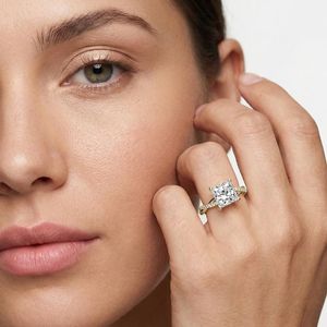 Anillo de Oro Sólido de 14K con Diamante Corte Princesa de 1.02CT Cultivado en Laboratorio, Diseño de Cuerda Trenzada con Pavé, Regalo de Lujo Sorpresa para Novias - Product Image 3