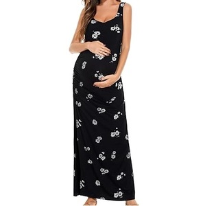 Vestido de Maternidad de Alta Calidad, Largo hasta el Suelo, Talla Grande, 100% Algodón, Estampado por Sublimación, para Mujeres Embarazadas, Traje de Lactancia para Madres - Product Image 4