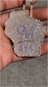 Colgante de Diamantes Personalizado en Forma de la Estrella de la República de Wisconsin, en Plata de Ley, con Moissanita VVS, Joyería Hip Hop, Cadena Chapada en Oro, Certificado GRA - Product Image 3