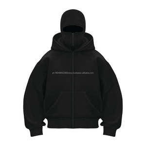 Pull à capuche double thermique d'hiver personnalisé avec broderie, double couche, 100% coton, lourd, fermeture éclair intégrale, cagoule pour homme - Product Image 1