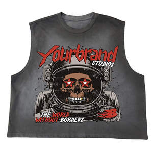DISCOVER-IMPEX 2026 Camiseta sin mangas vintage para hombre con estampado de calavera, estilo urbano, de algodón, para verano, tipo muscle fit - Product Image 1