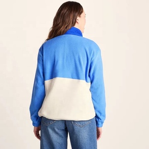 Women Half Zip Fleece <b>Jacket</b> Color Block <b>Sherpa</b> <b>Lined</b> Stand Collar Pullover Regular Fit for Casual Outdoor Wear - Product Image 6