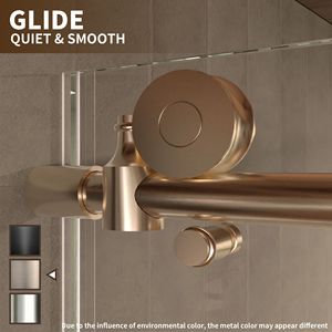 Senza cornice 58-60 pollici. L X 76 Pollici Porta scorrevole per doccia H in vetro temperato trasparente da 5/16 pollici con finitura nichel spazzolato - Product Image 3