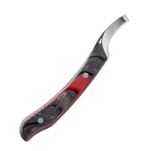 Couteau à sabots vétérinaire professionnel en acier inoxydable de haute qualité, manche noir et rouge, outil de fermeur pour l'entretien et la coupe des sabots de chèvre et de cheval - Product Image 2