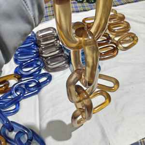 Chaîne en acrylique faite à la main, chaîne en résine acrylique rétro colorée, chaîne à maillons épais amovible - Product Image 3