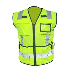 Chaleco de Seguridad de Poliéster Transpirable Fluorescente Reflectante de Alta Visibilidad con Cremallera y Múltiples Bolsillos - Product Image 1
