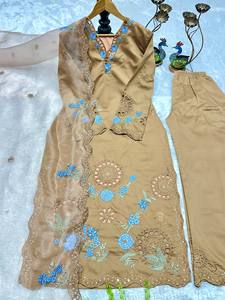 New Designer Party Wear <b>Top</b> And Pant Plazzo With Fancy Duppata And Embroidery Work - Product Image 4